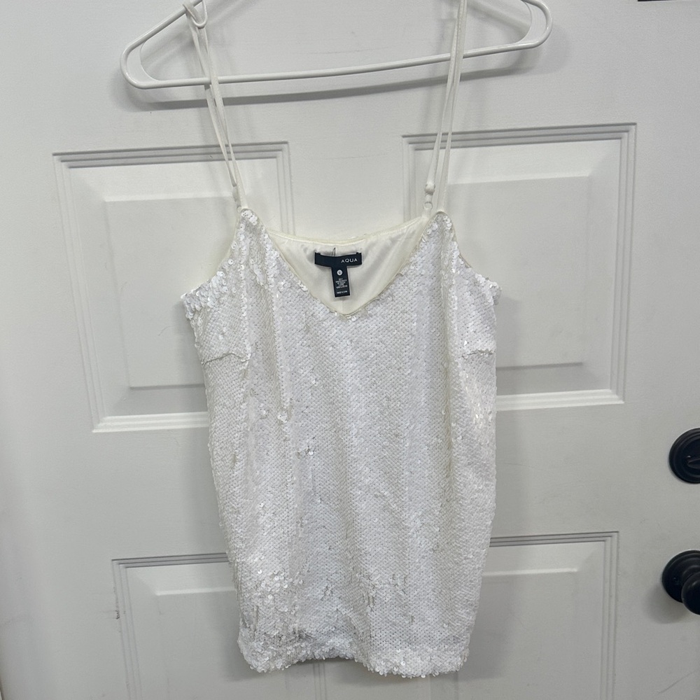 White Sequin Camisole Top
